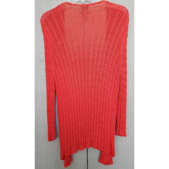 Chico's Orange Open Front Cable Knit Cardigan Size 3 XL - Picture 5 of 7